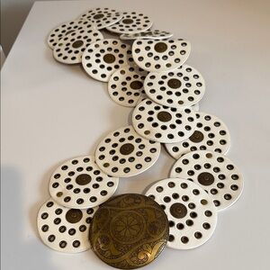 Belt White and Gold Decorative Disc
